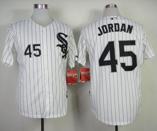 White Sox #45 Michael Jordan Stitched White Black Strip MLB Jersey - Click Image to Close